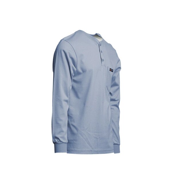 LAPCO 7 oz FR Henley Long Sleeve Shirt in Medium Blue